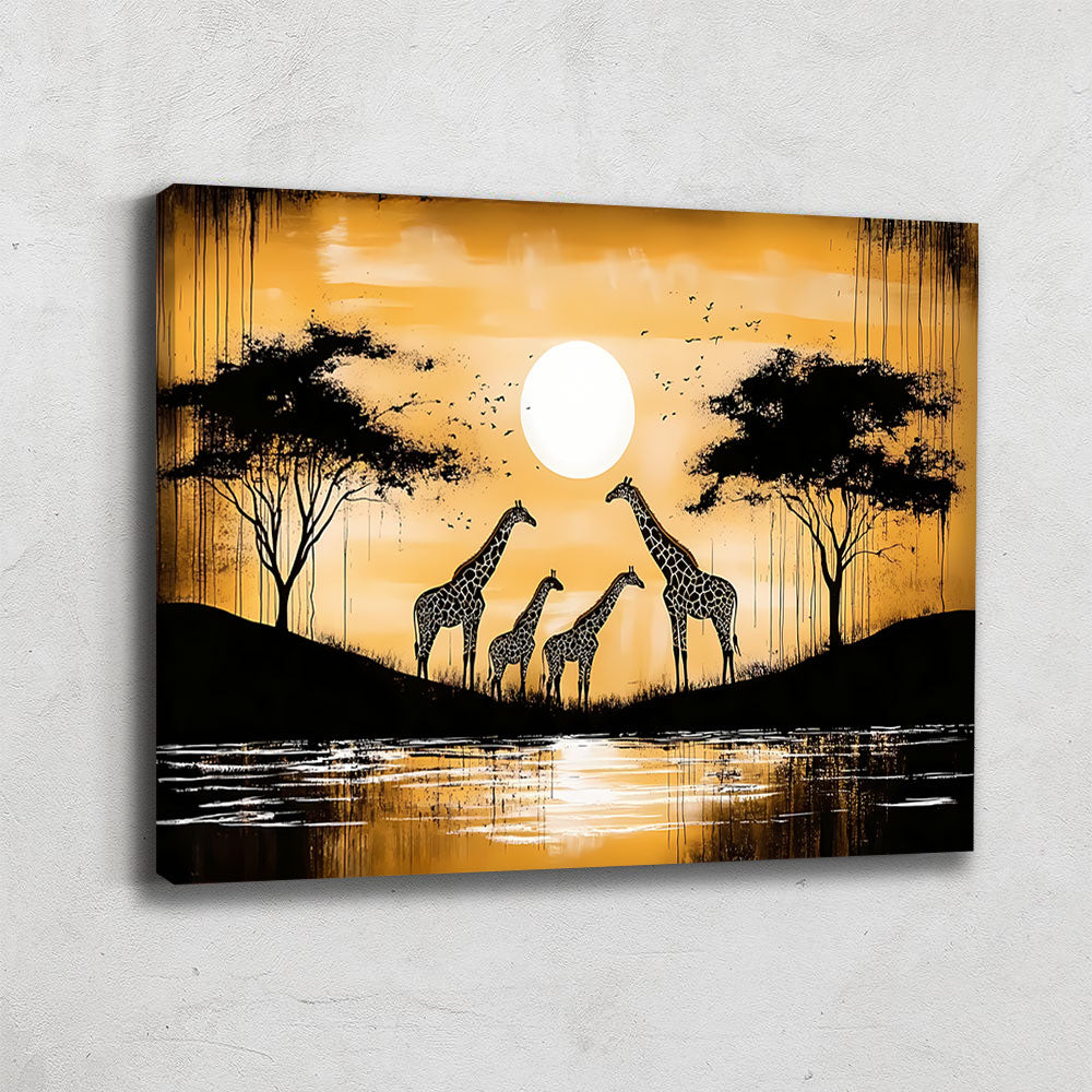 TABLEAU AFRICAIN MODERNE GIRAFFES