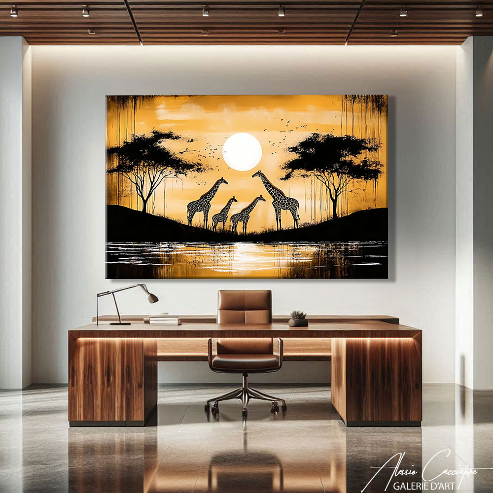 TABLEAU AFRICAIN MODERNE GIRAFFES
