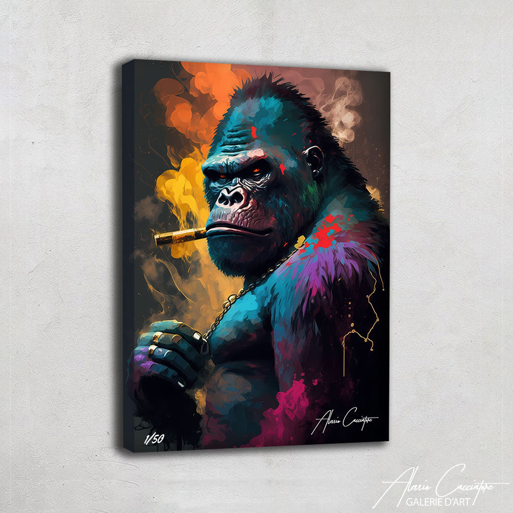 TABLEAU SINGE AVEC CIGARE