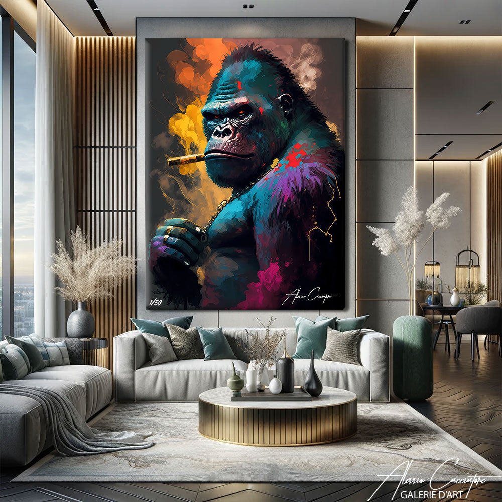 TABLEAU SINGE AVEC CIGARE