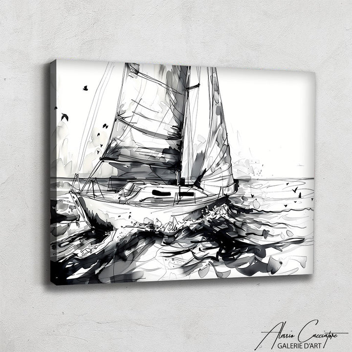 Tableau Bateau Noir et Blanc