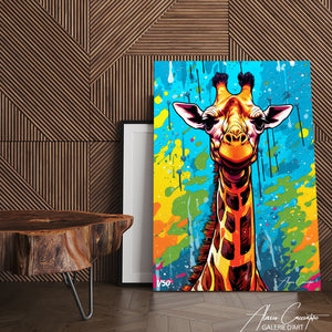 tableau girafe multicolore