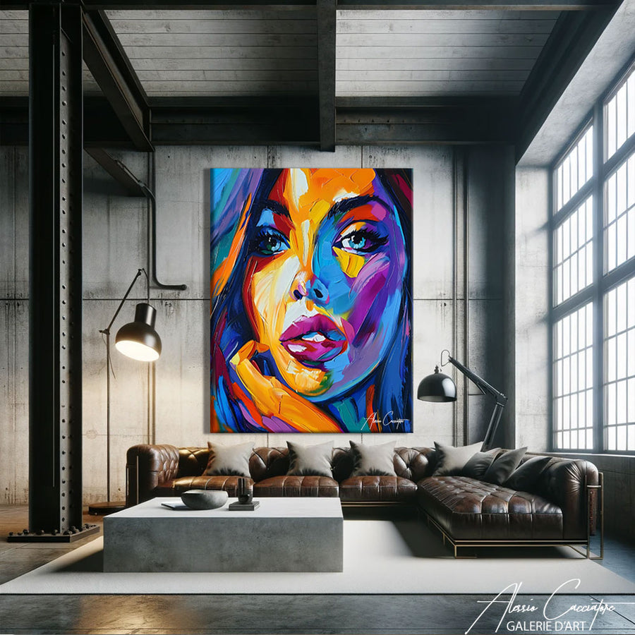 Tableau Visage Femme Moderne – mise en situation