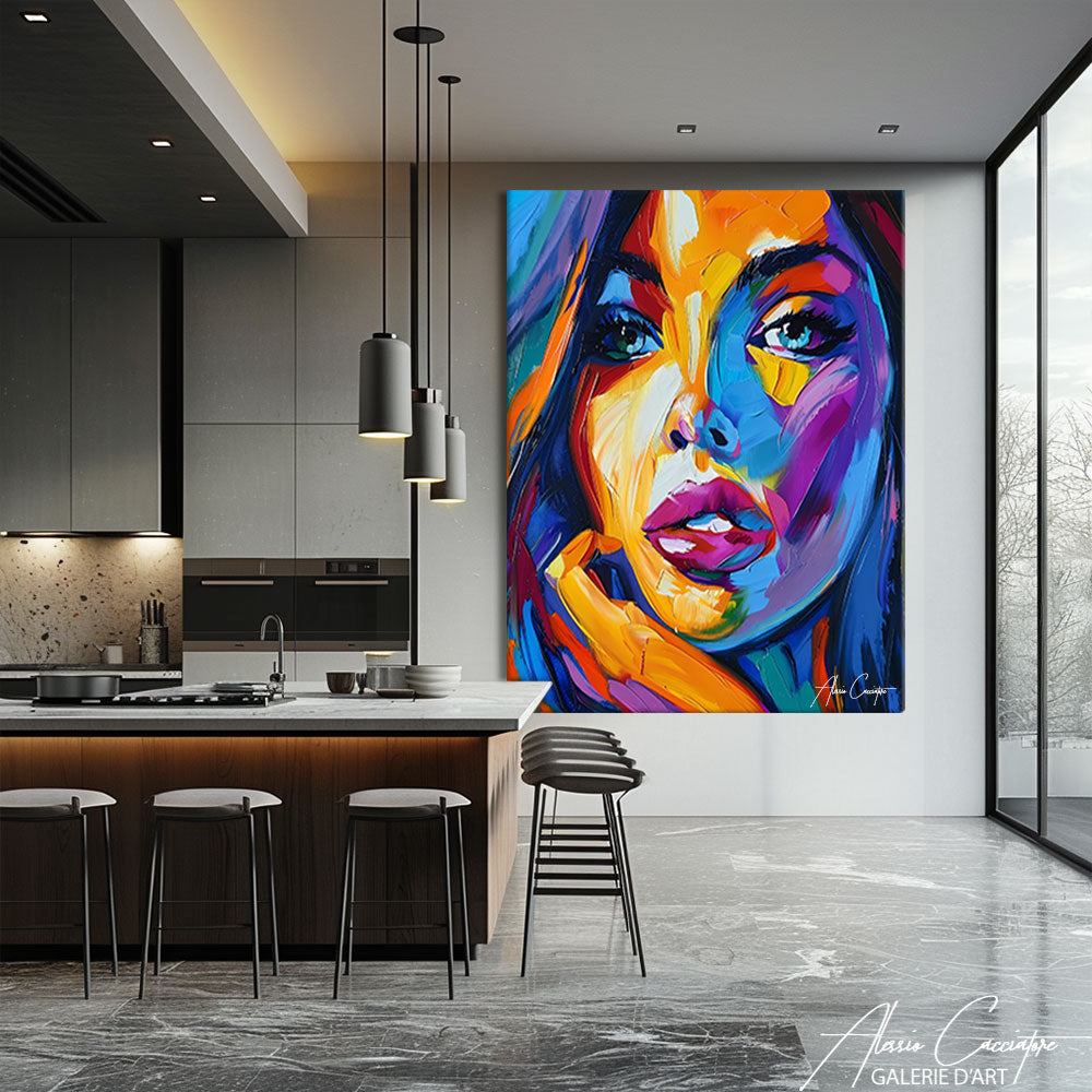 Tableau Visage Femme Abstrait