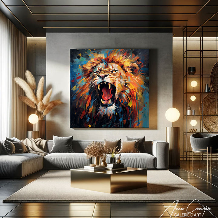 Peinture Acrylique Tête de Lion