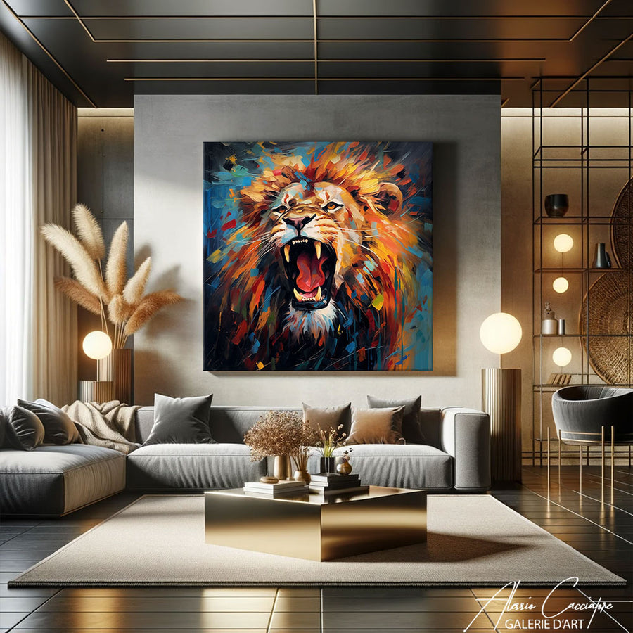 Peinture Acrylique Tête de Lion – mise en situation