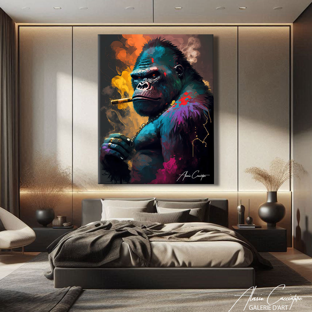 TABLEAU SINGE AVEC CIGARE