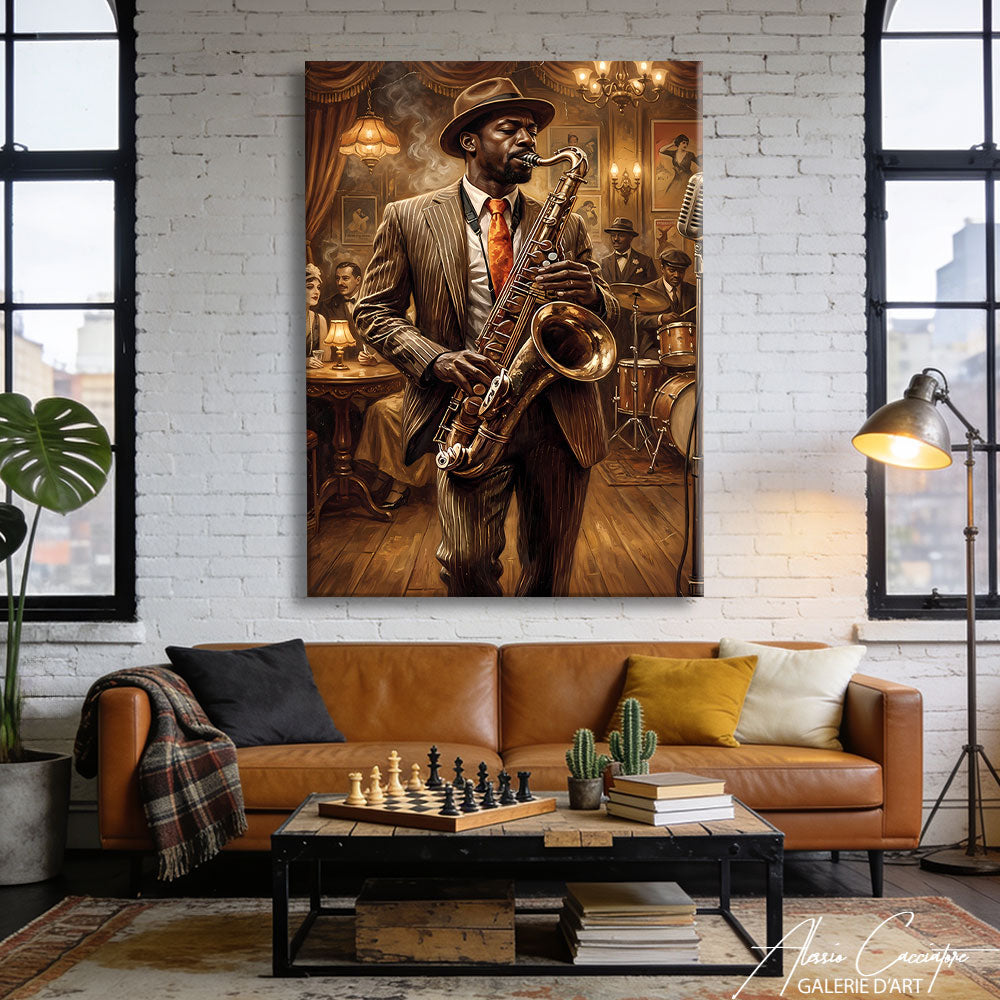 TABLEAU JAZZ MUSICIEN ABSTRAIT
