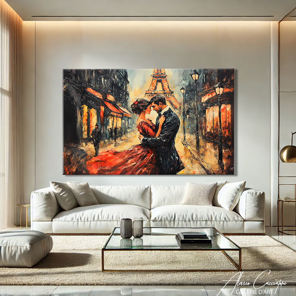 Tableau Peinture Couple Enlacé