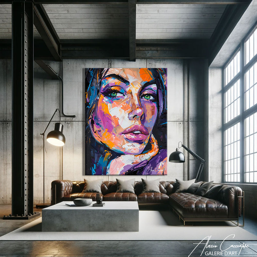 Tableau Visage Femme Abstrait – mise en situation