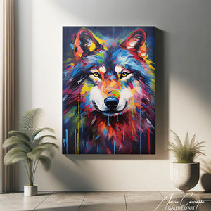 tableau loup coloré