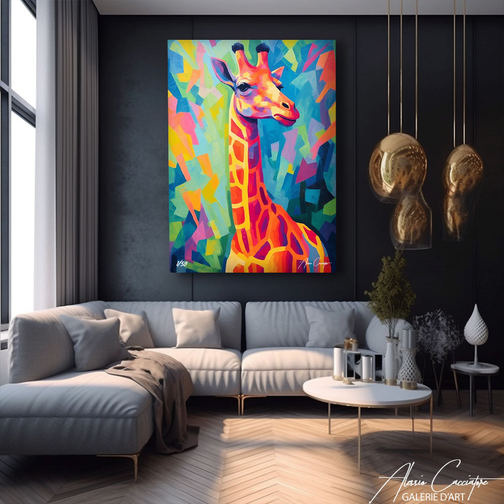 tableau abstrait girafe