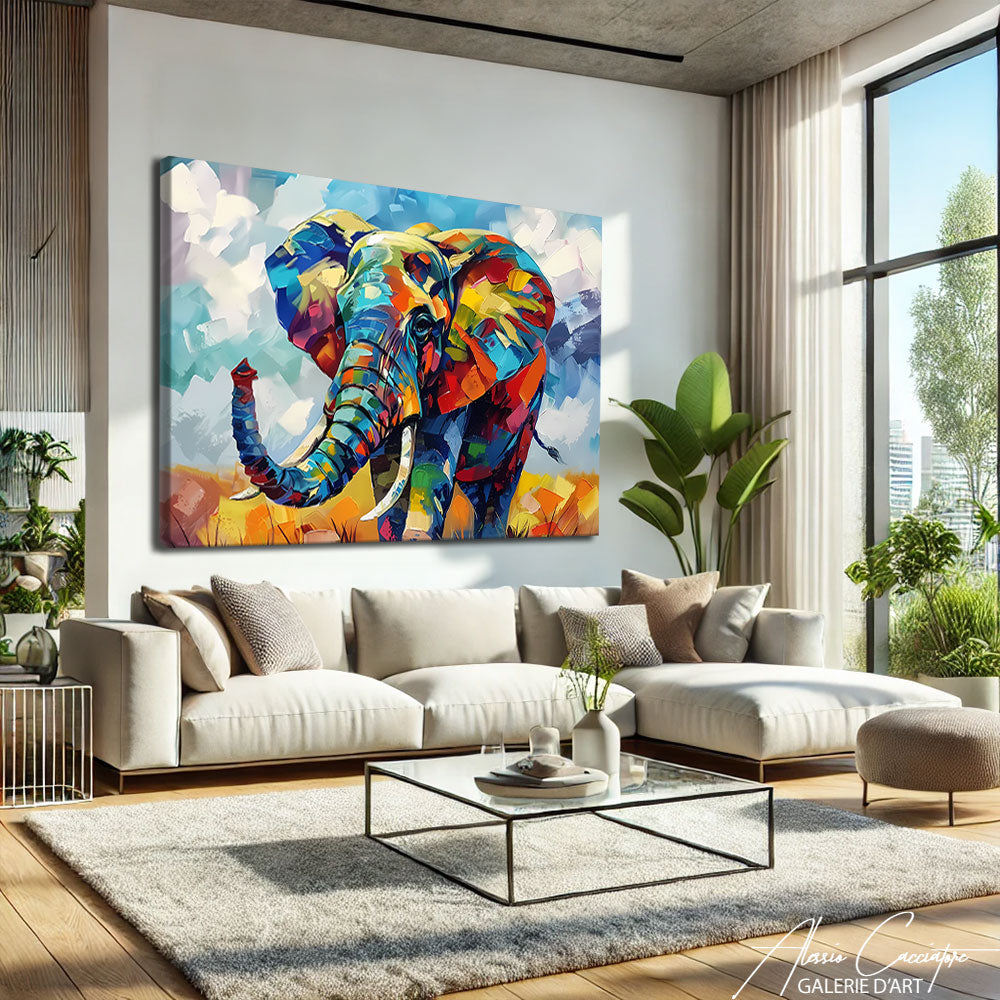 tableau éléphant moderne