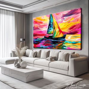 Tableau Peinture Acrylique Bateau Mer