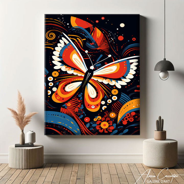 peinture papillon sur toile