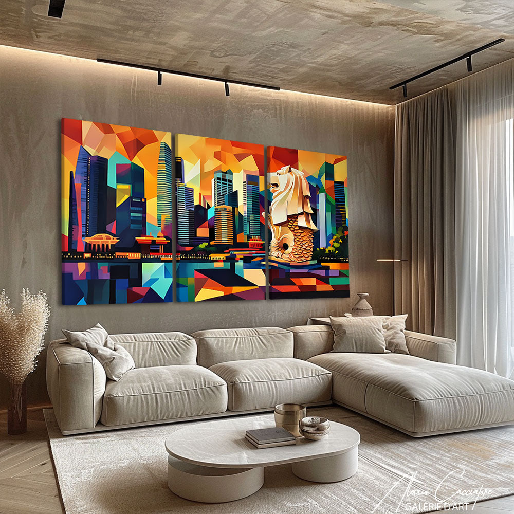 Tableau Triptyque Abstrait
