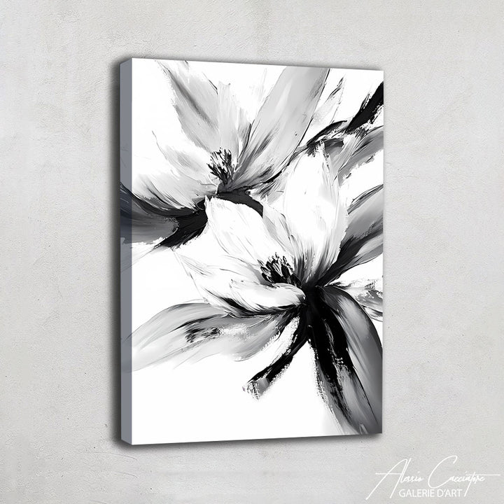 Tableau Fleurs Noir et Blanc
