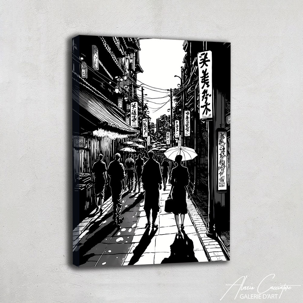 TABLEAU JAPONAIS NOIR ET BLANC