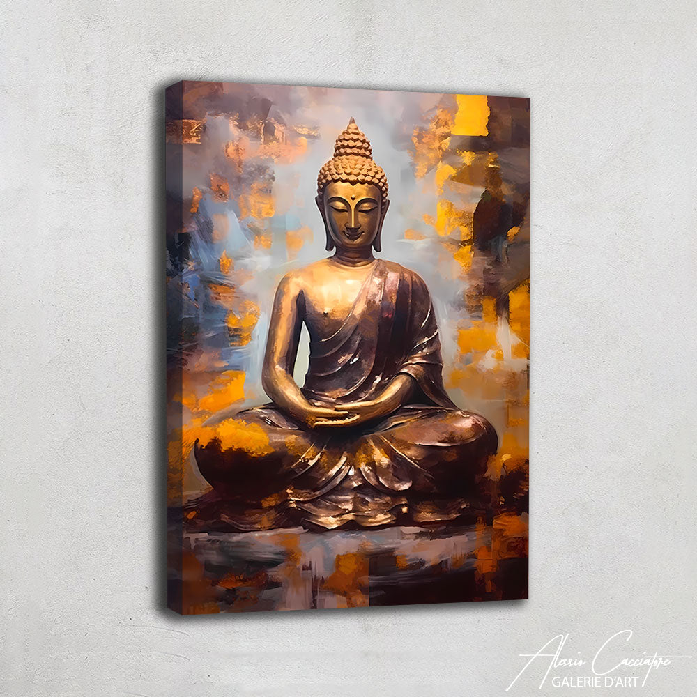 tableau bouddha en bois