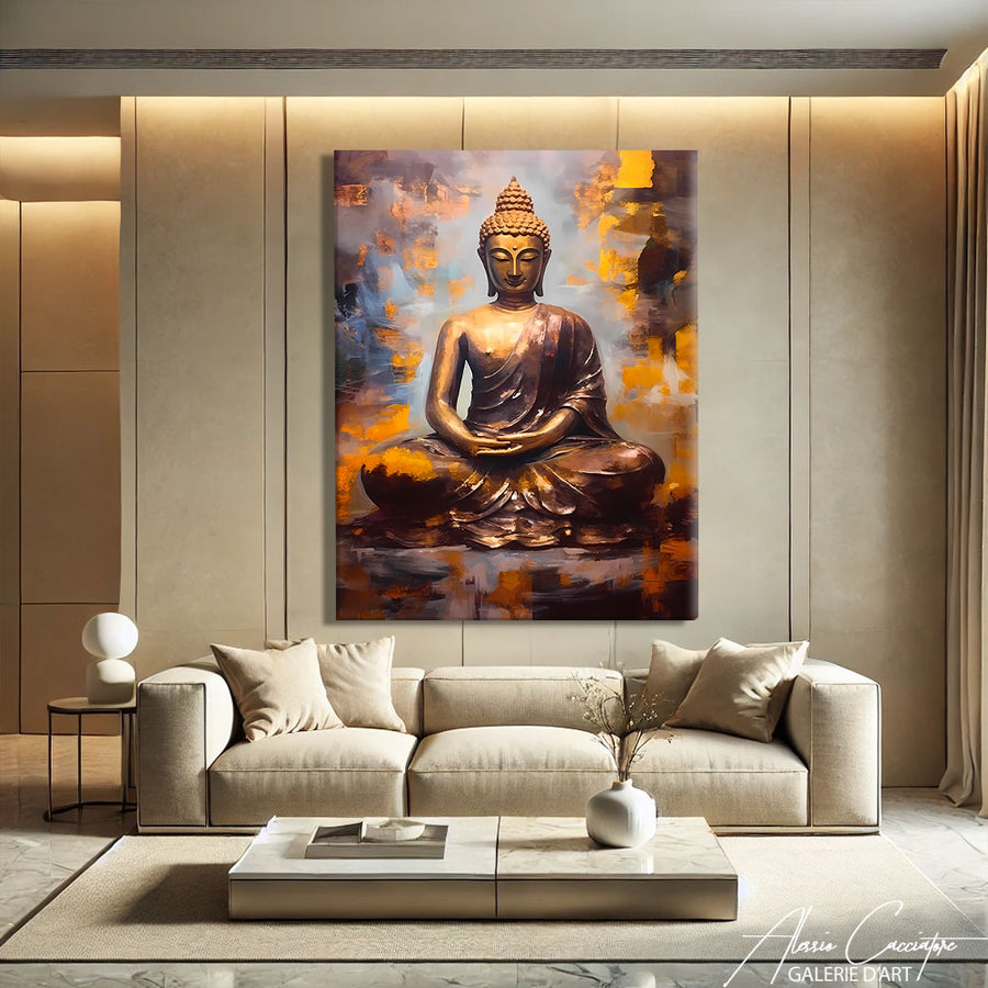 tableau bouddha en bois – mise en situation
