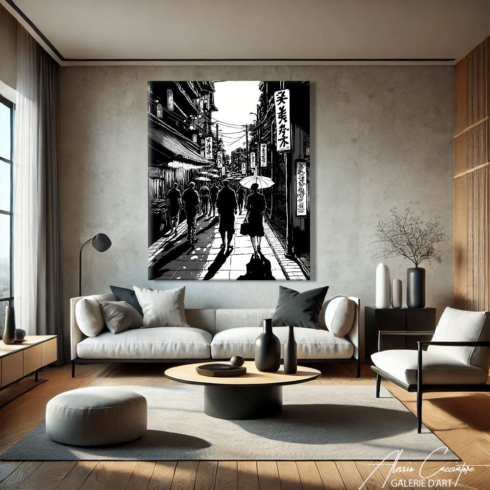 tableau noir et blanc japonais