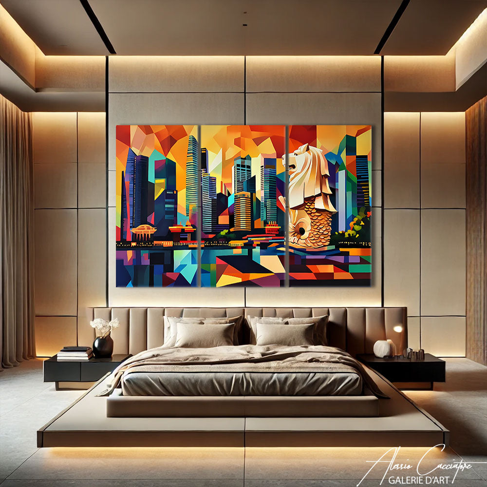 Tableau Triptyque Abstrait Moderne
