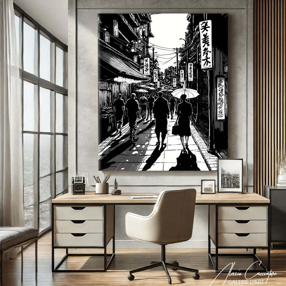 tableau noir et blanc japonais