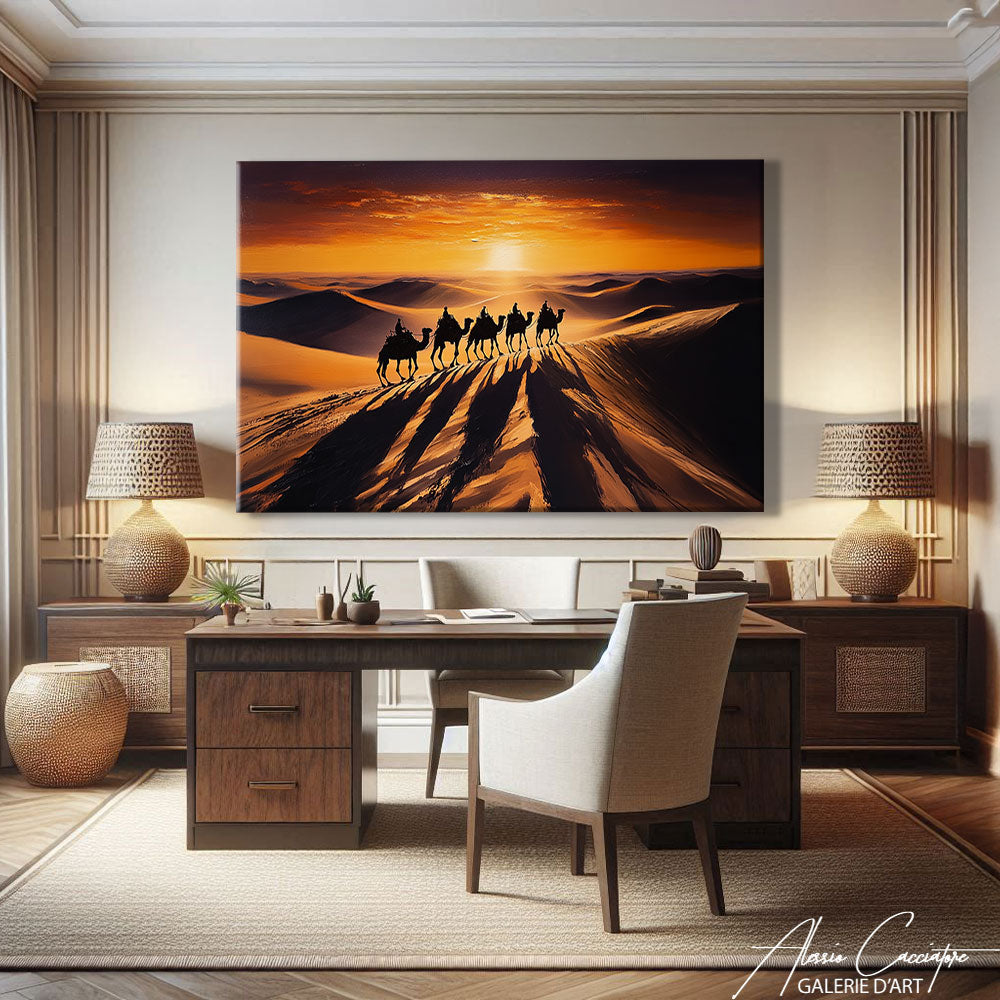 TABLEAU COUCHER DE SOLEIL DÉSERT