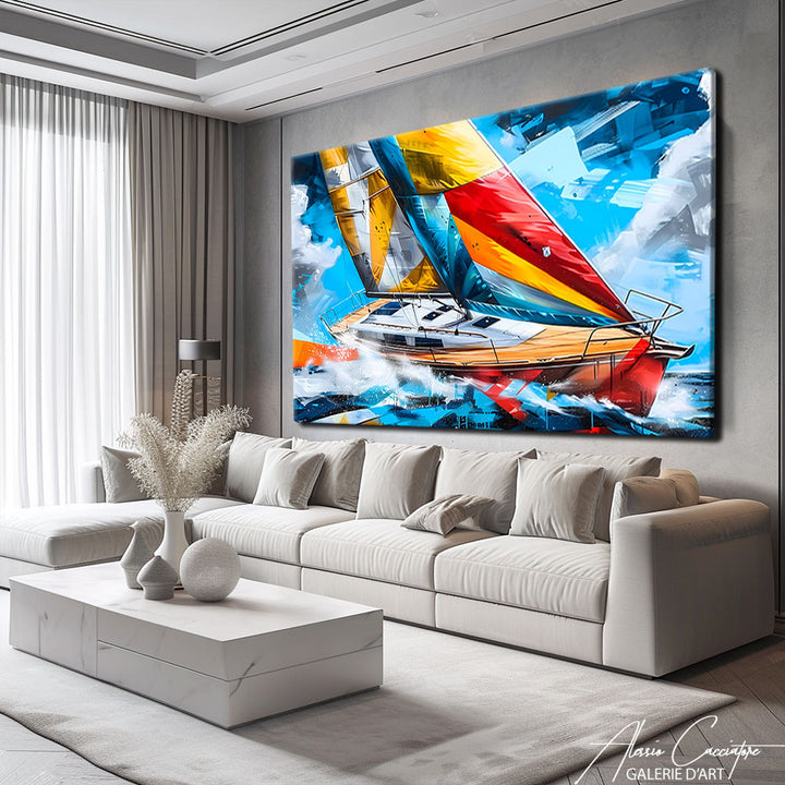 Tableau Peinture Mer Bateau