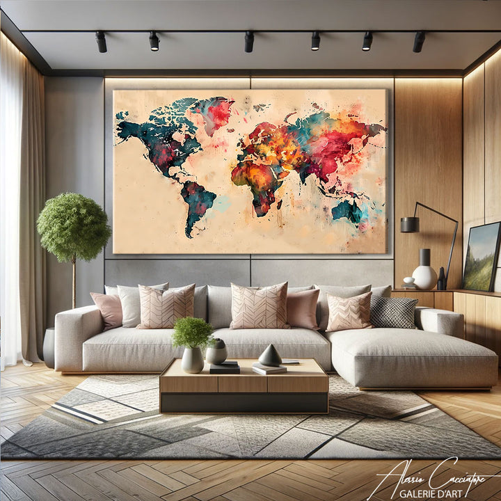 Carte du Monde Peinture Murale