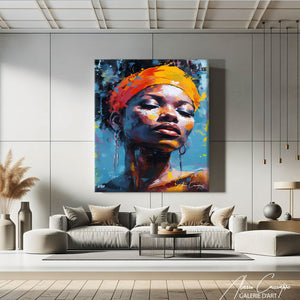 tableau femme africaine multicolore