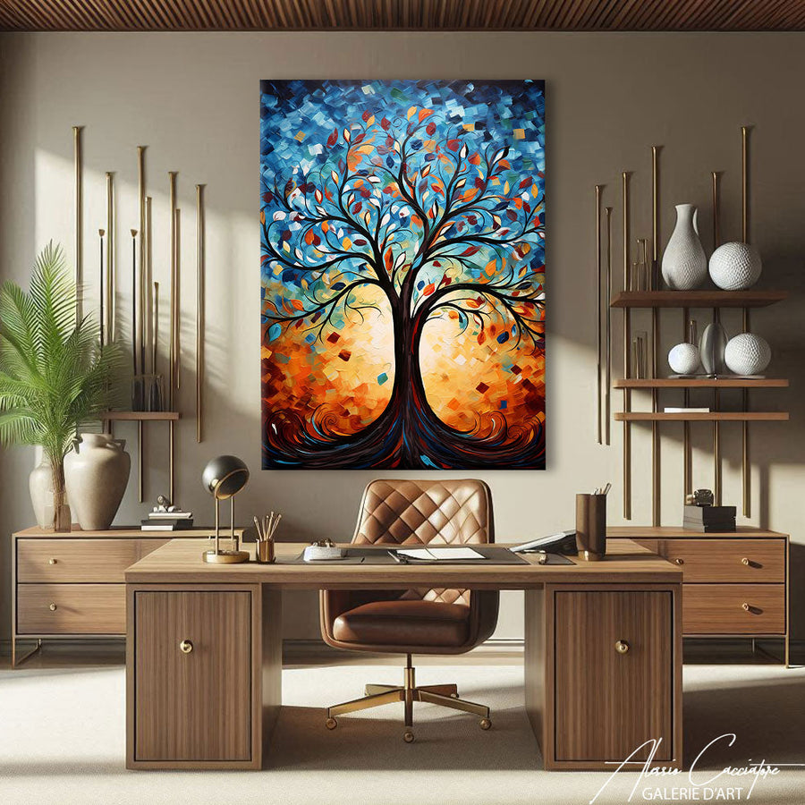 TABLEAU ARBRE DE VIE BLEU Alessio Cacciatore – mise en situation