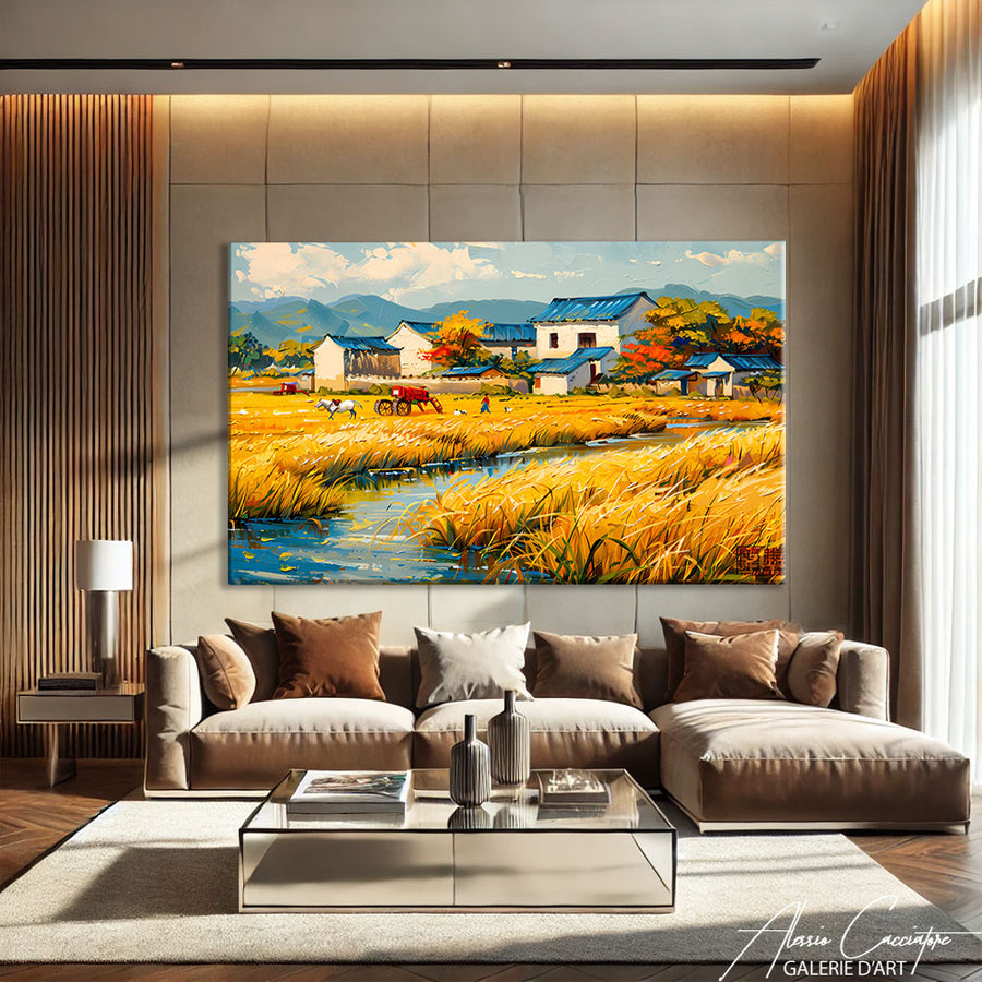 Tableau Peinture Paysage Campagne – mise en situation