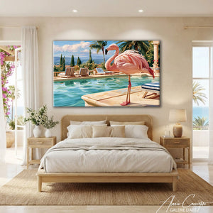 Toile Avec Flamant Rose