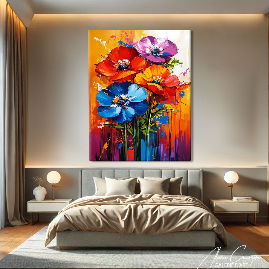 Tableau Fleurs Peinture à l'Huile
 – mise en situation