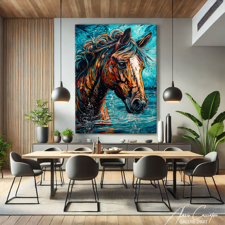 Peinture cheval bleu