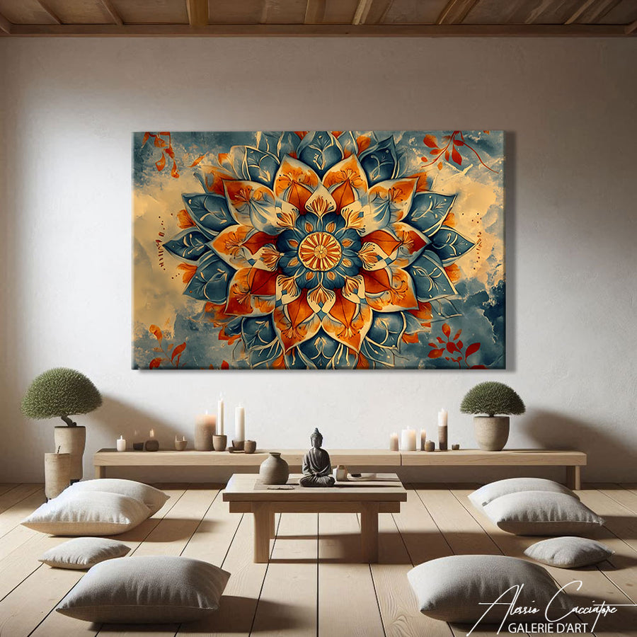 Tableau Mandala Rustique – mise en situation
