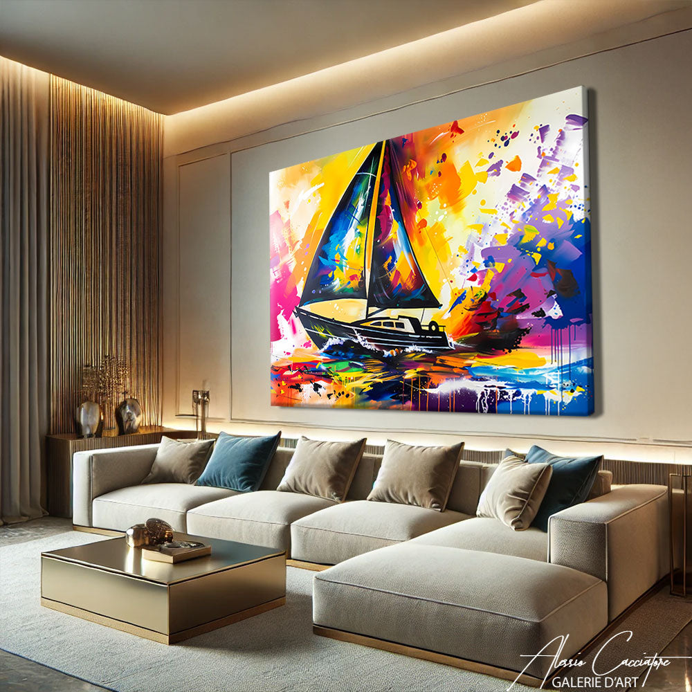 TABLEAU VOILIER ABSTRAIT
