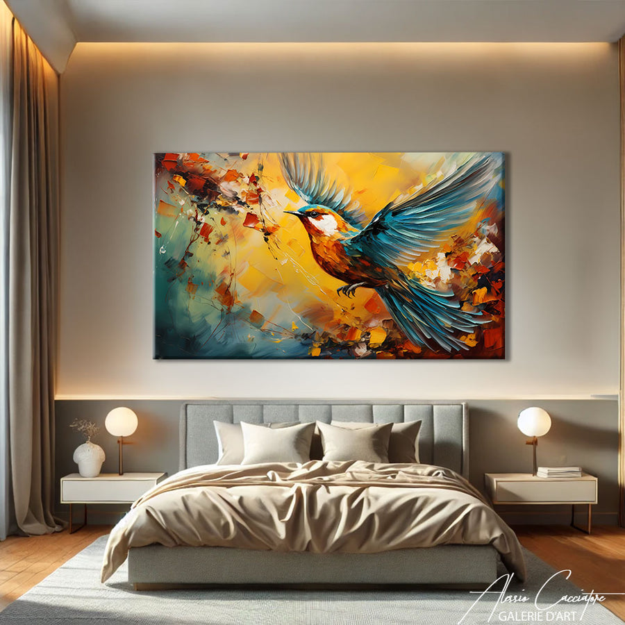 Tableau Décoration Oiseau – mise en situation