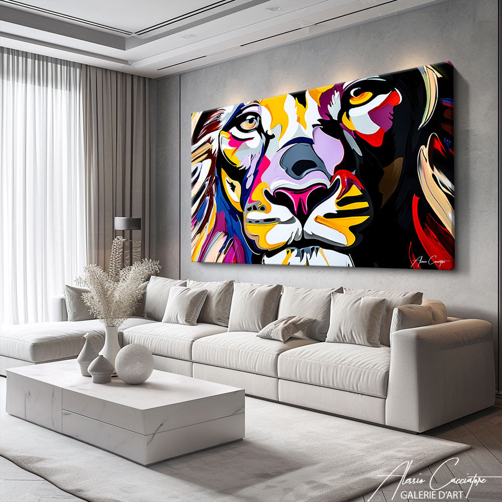 peinture lion pop art