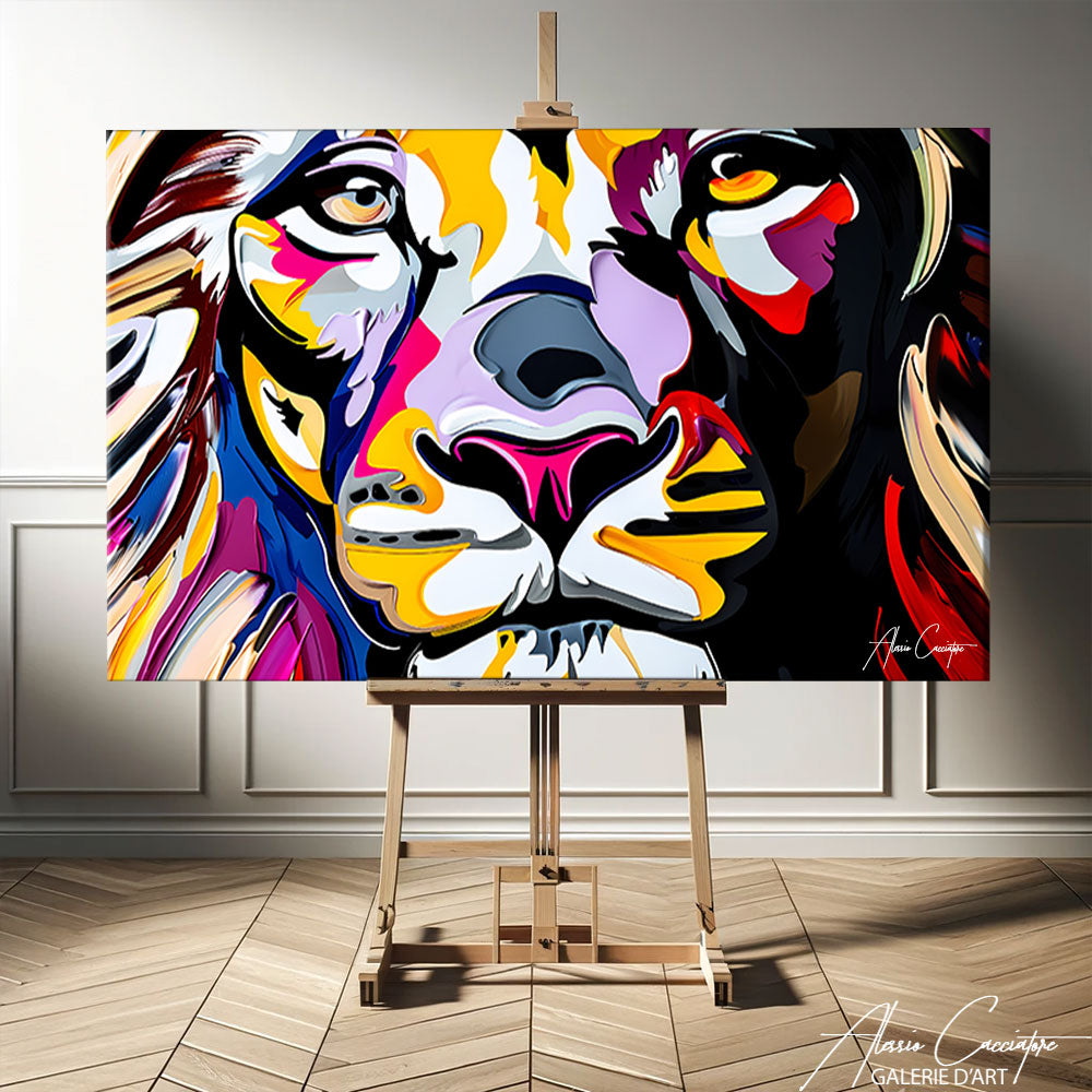 tableau pop art lion 