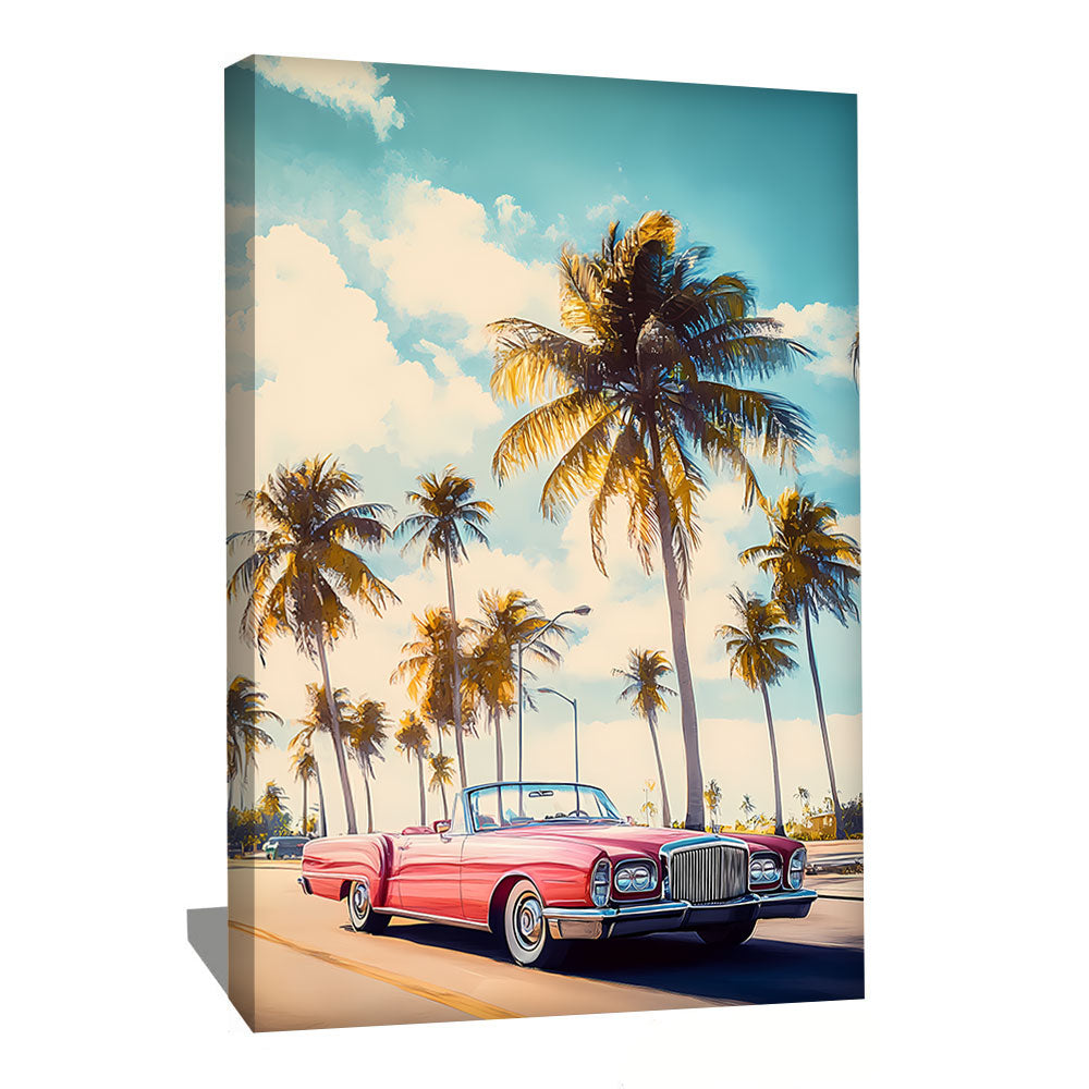 TABLEAU VOITURE ROSE