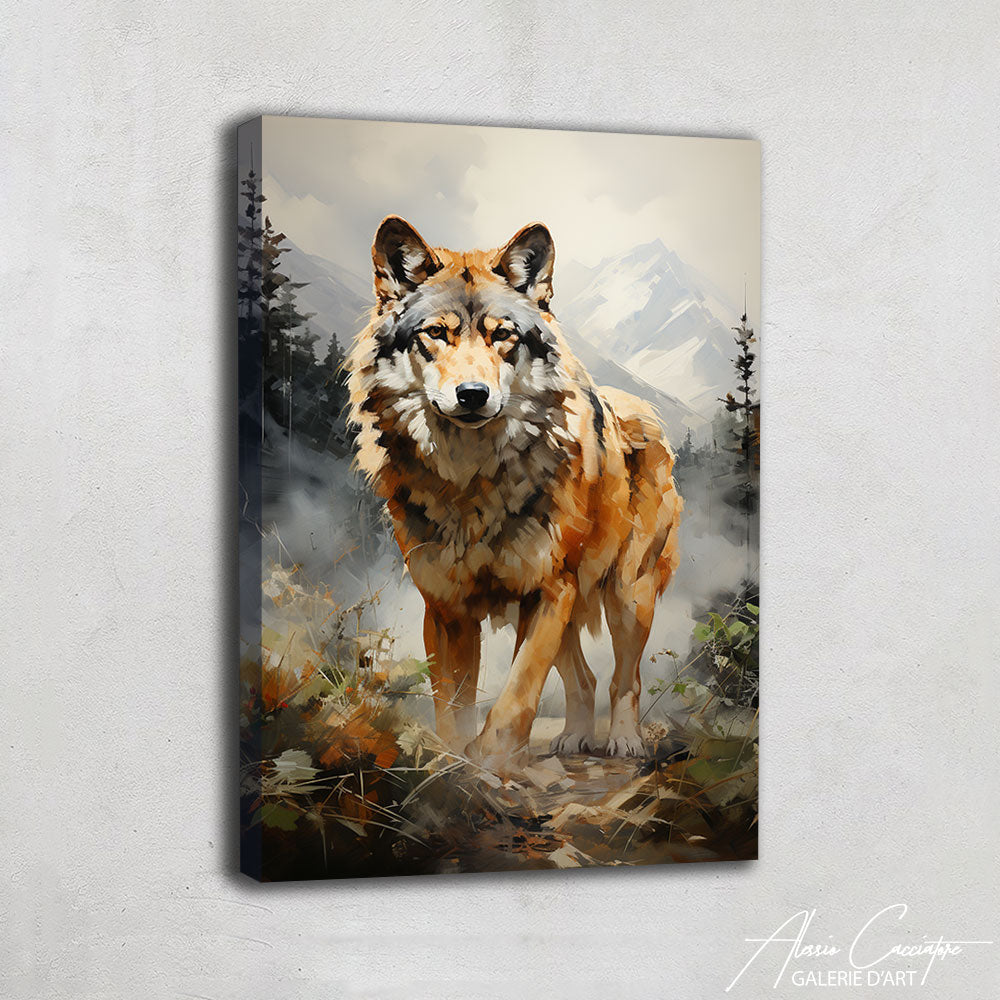 tableau loup montagne