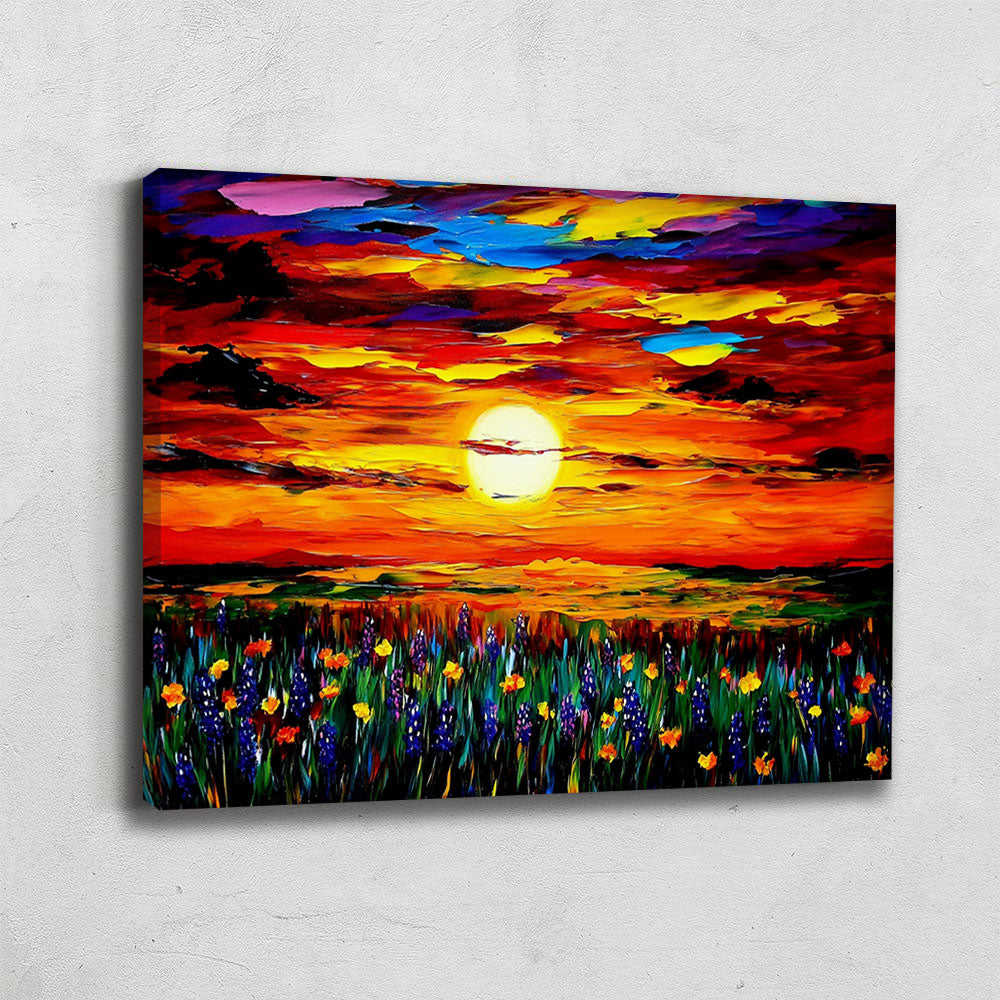TABLEAU COUCHER DE SOLEIL FLORAL