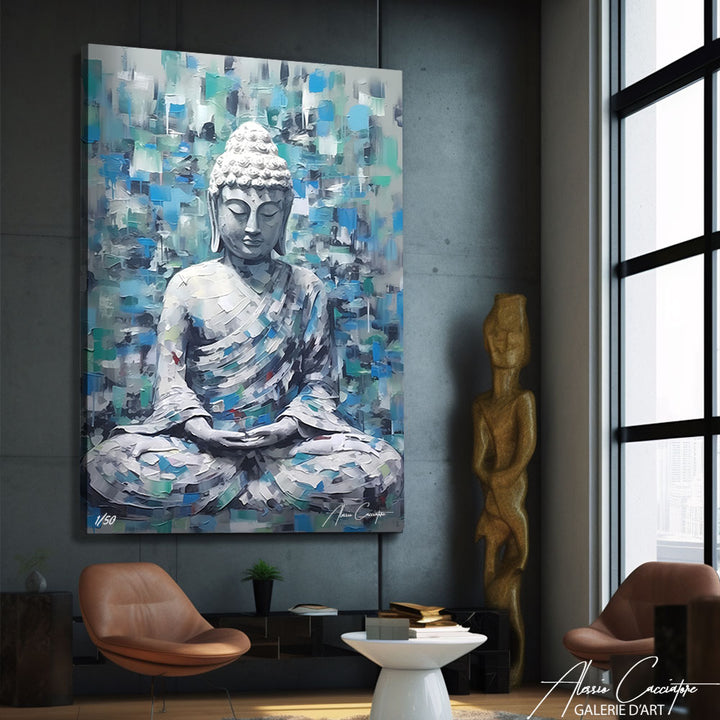 tableau bouddha turquoise