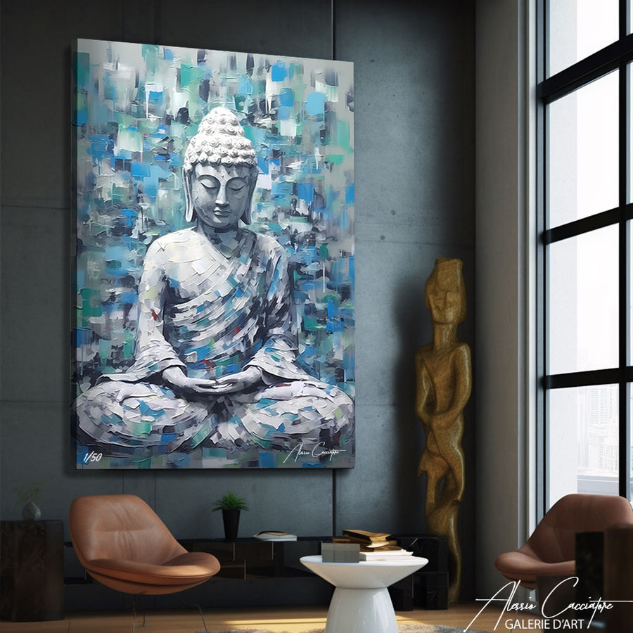 tableau bouddha turquoise – mise en situation