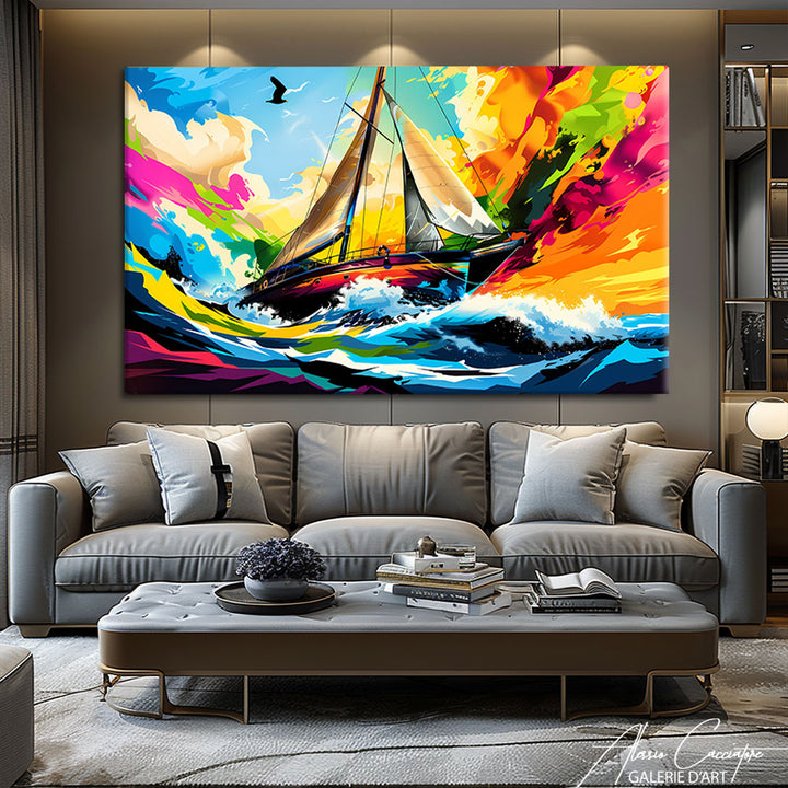 Tableau Peinture Mer Bateau