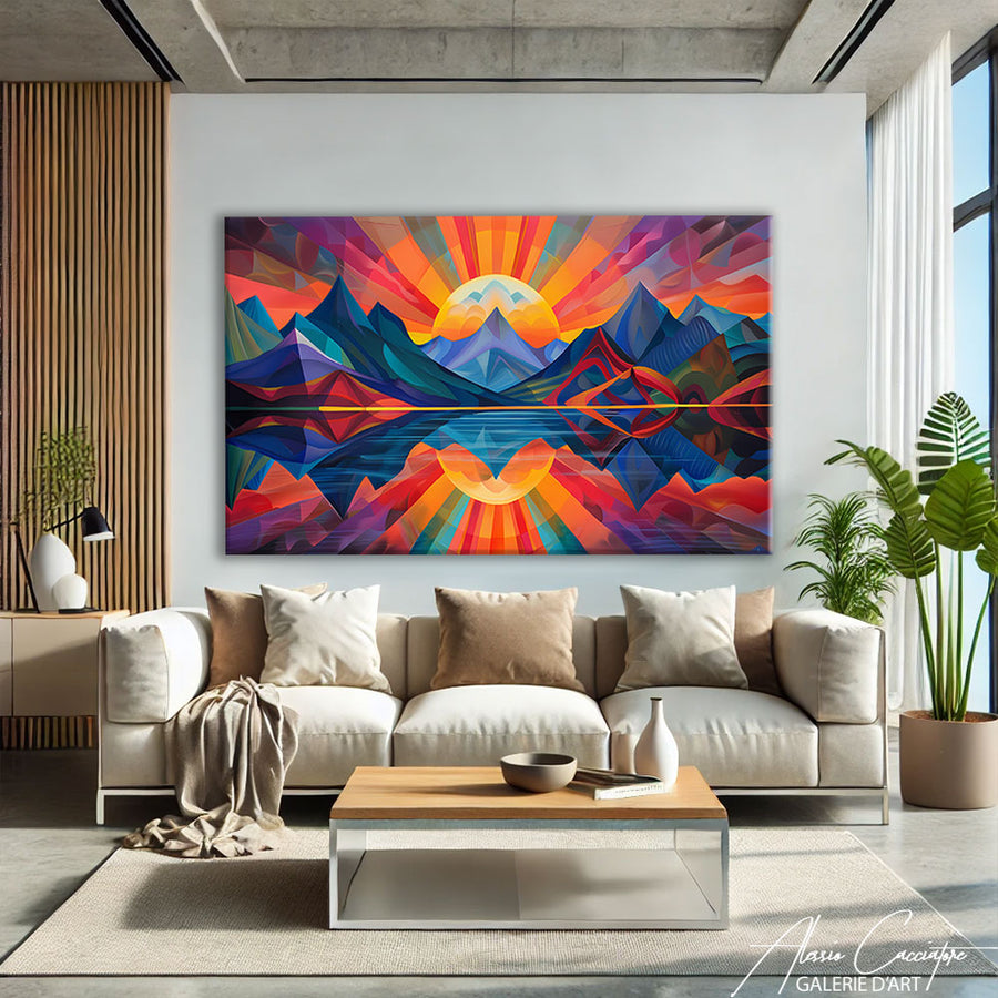Tableau Coucher de Soleil Montagne
 – mise en situation