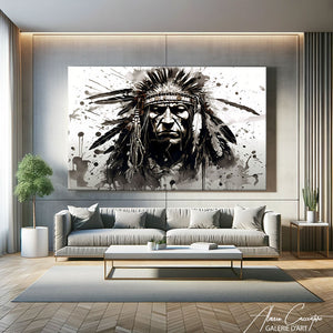 Tableau Indien d'Amérique Noir et Blanc