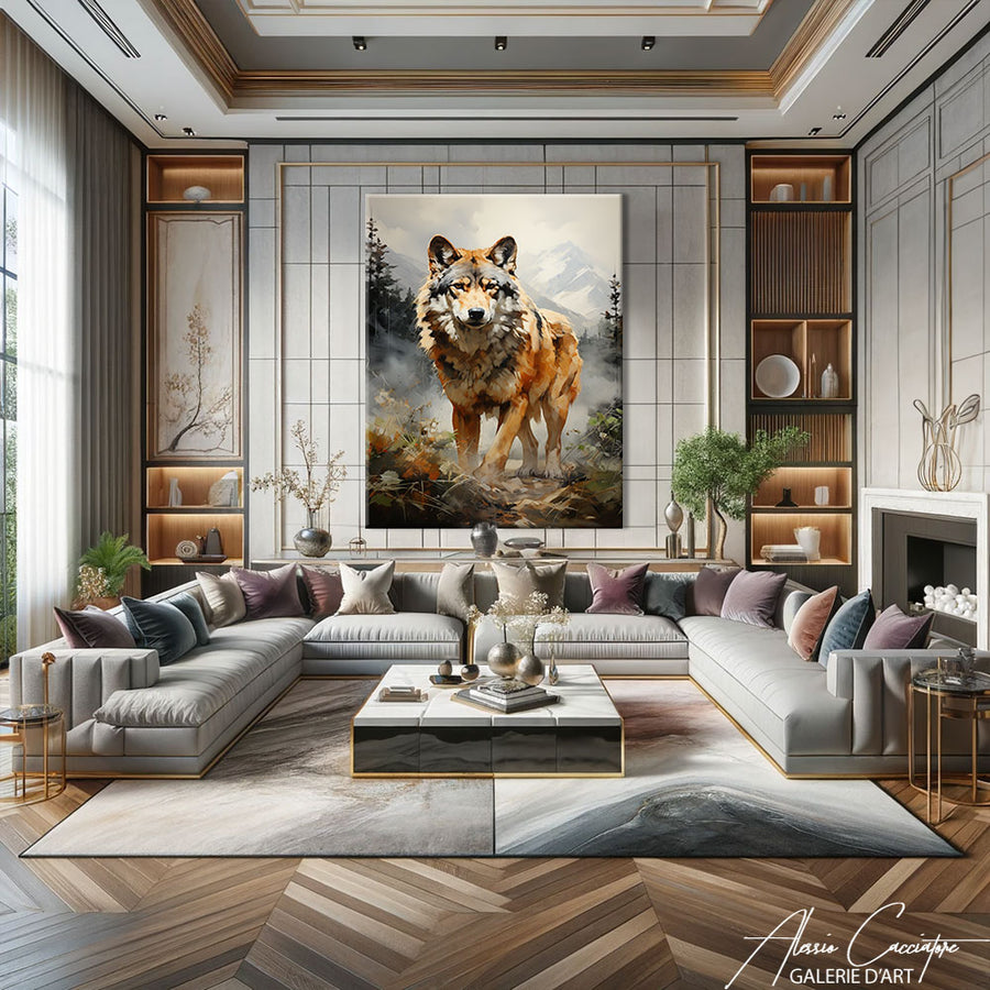 tableau loup montagne – mise en situation
